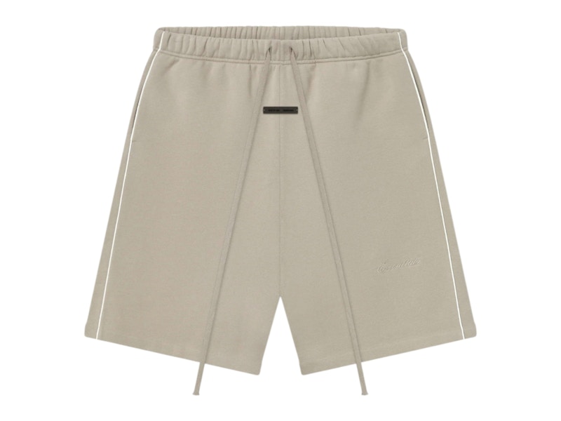 Pre-owned Fear Of God Men's  Essentials Relaxed Fleece Piping Sweatshort In Timber/cloud White